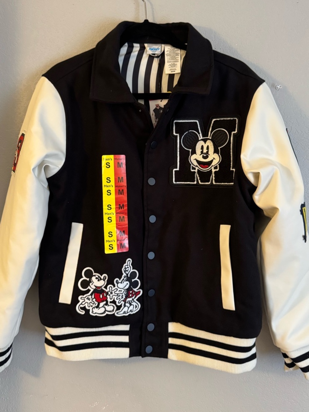 Disney Black and White Mickey Mouse Varsity Jacket unisex